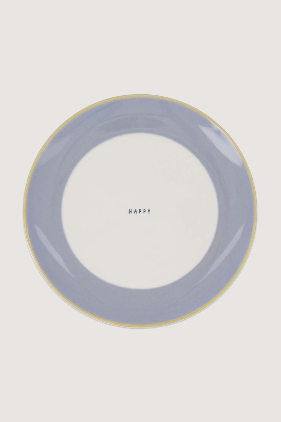 ontbijtbordje happy | wit / lichtblauw