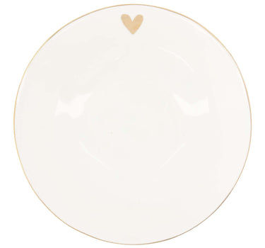 diep bord hartje wit/goud | white / gold