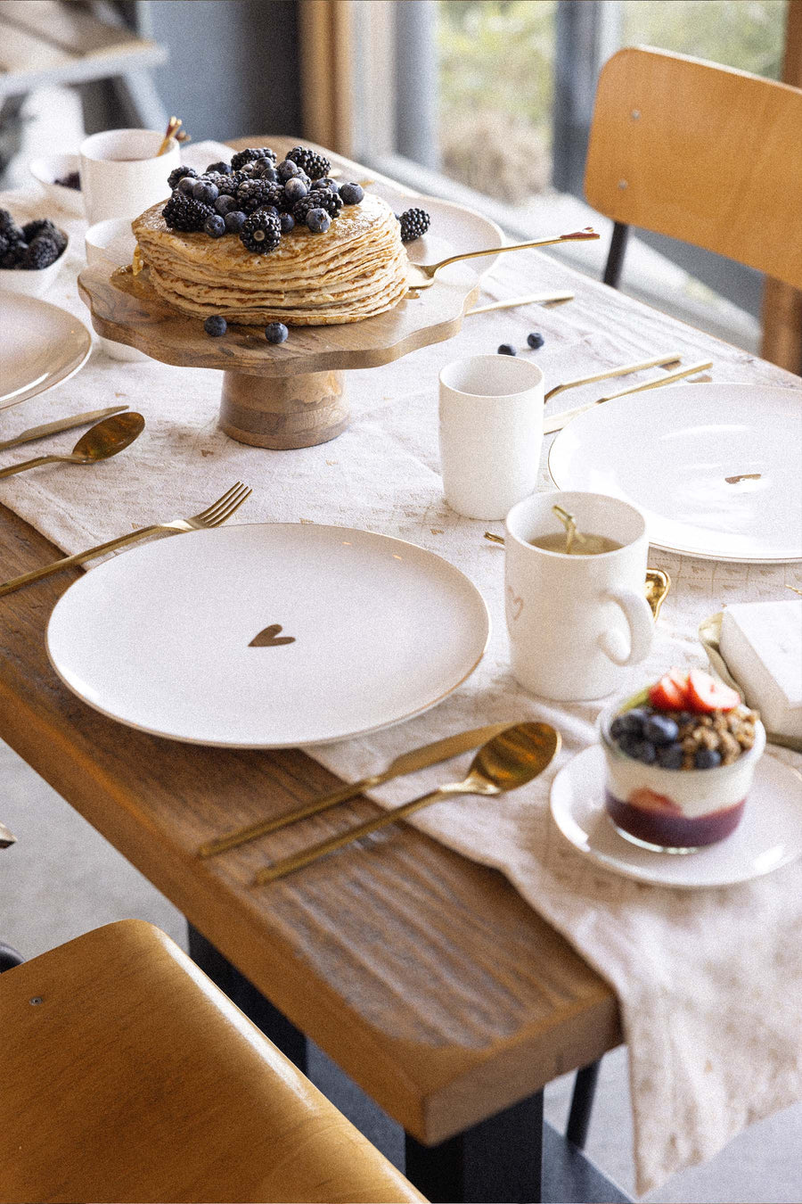 dinerbord hartje | wit / goud