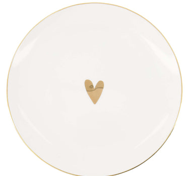 ontbijtbord hartje wit/goud | white / gold