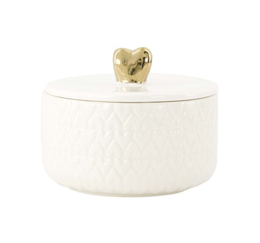Heart-shaped candy dish | white / gold