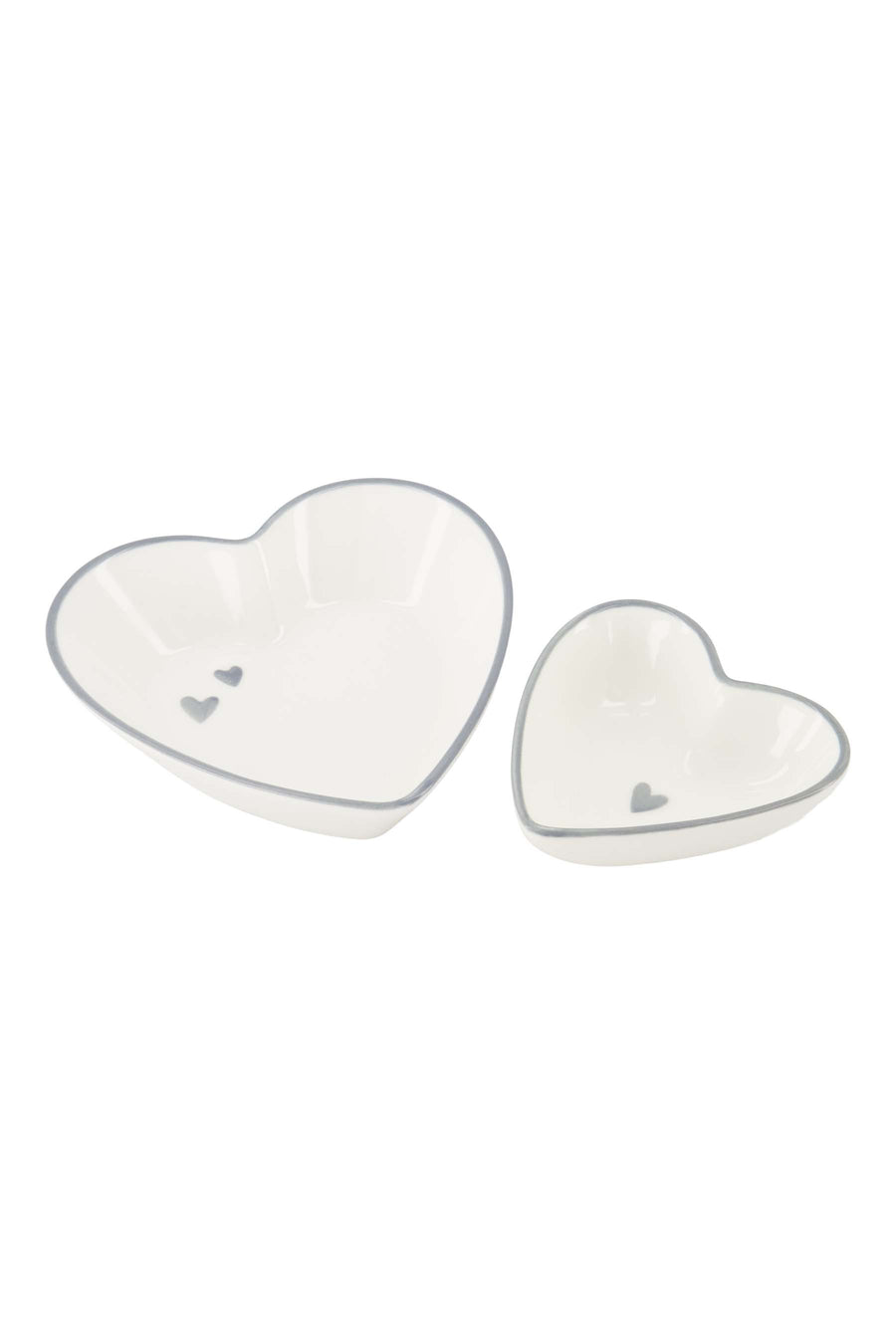 set van 2 schaaltjes hartvorm handgeschilderd wit / grijsblauw | white / ash blue