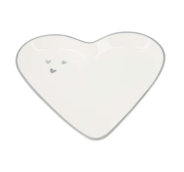 serveerschaal hartvorm handgeschilderd wit / grijsblauw | white / ash blue