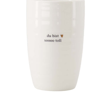 Tasse L „Du bist sooo toll“ | weiß/schwarz von Zusss, Keramiktasse mit gerader Form und schwarzem Aufdruck.