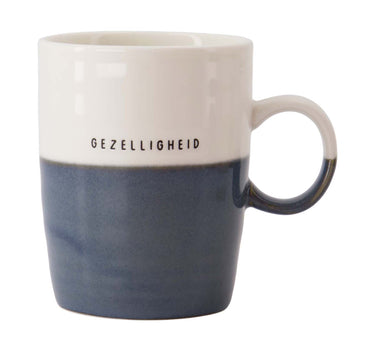 Tea Mug: Cozy | White / Blue