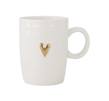koffiemok met oor hartje | white / gold