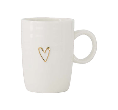 koffiemok met oor lijn hartje | white / gold