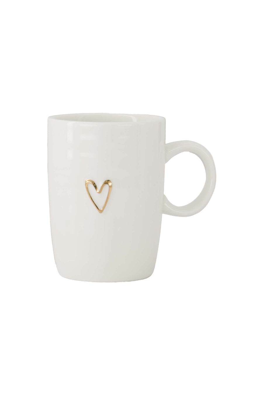 koffiemok met oor lijn hartje | white / gold