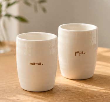 Set of 2 mugs: Mom & Dad | White / Brown
