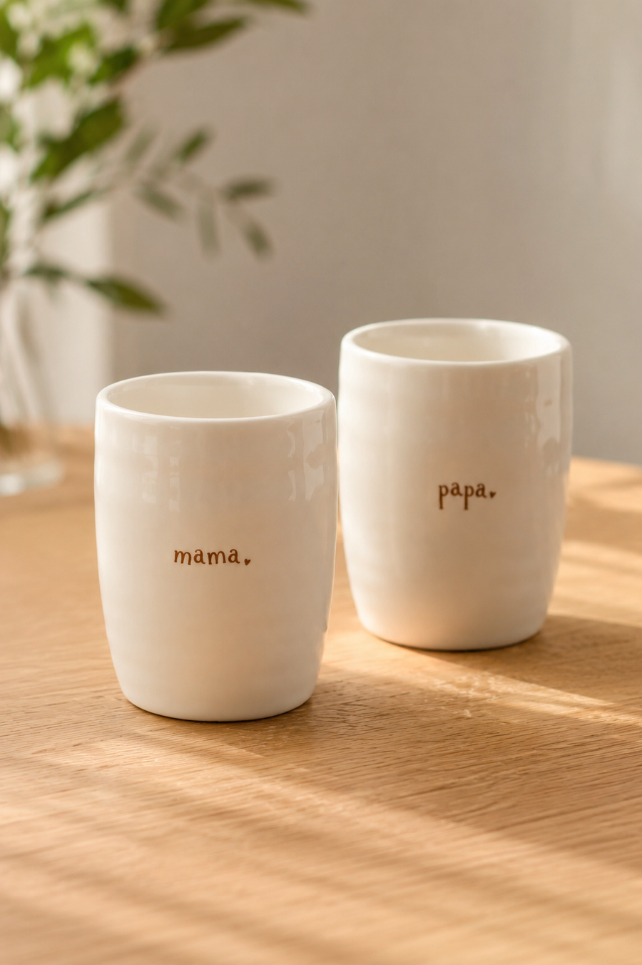 Set of 2 mugs: Mom & Dad | White / Brown