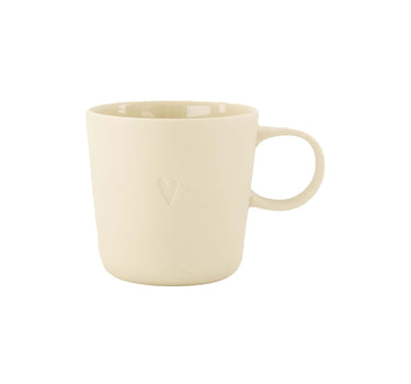 Kaffeetasse mit Henkel und Herzchen | Warm Sand