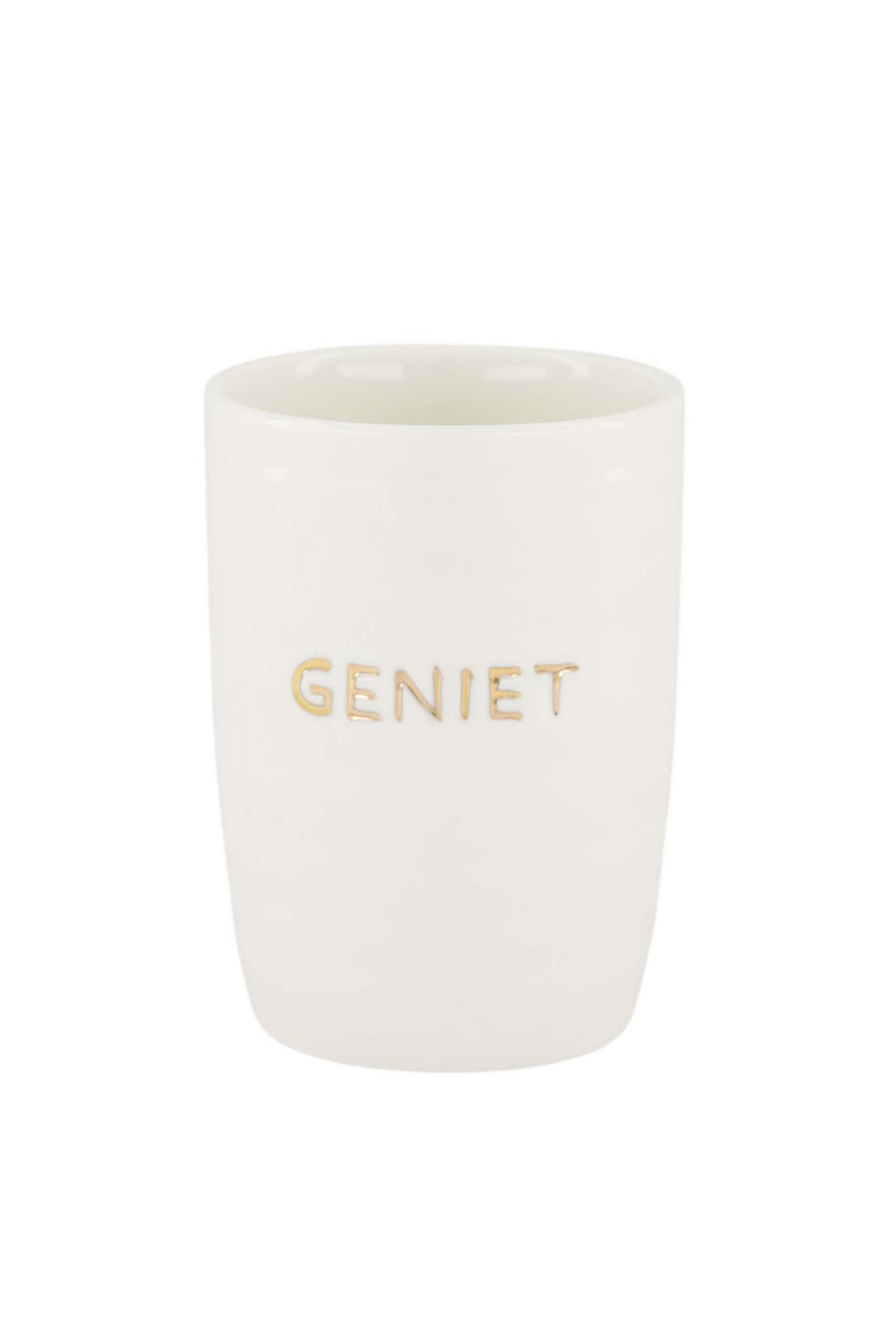 koffiemok geniet | white / gold
