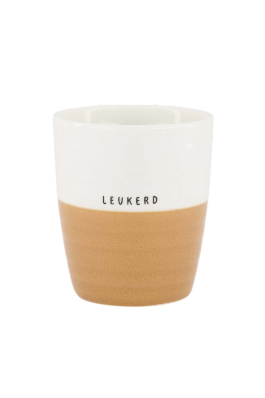 Kaffeetasse „Leukerd“ | Weiß / Camel