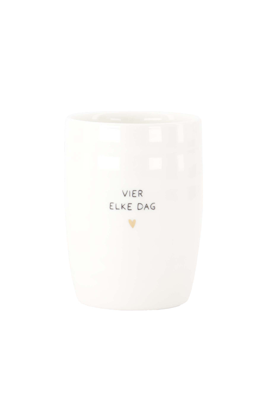 koffiemok vier elke dag | white / black / gold