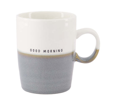 Teetasse „Good Morning“ | Weiß / Ascheblau