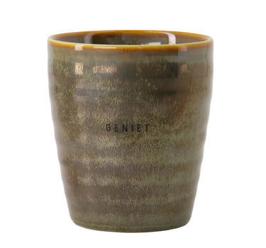 koffiemok geniet donkergroen | white / dark green