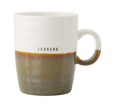 Leukerd tea mug, white/dark green