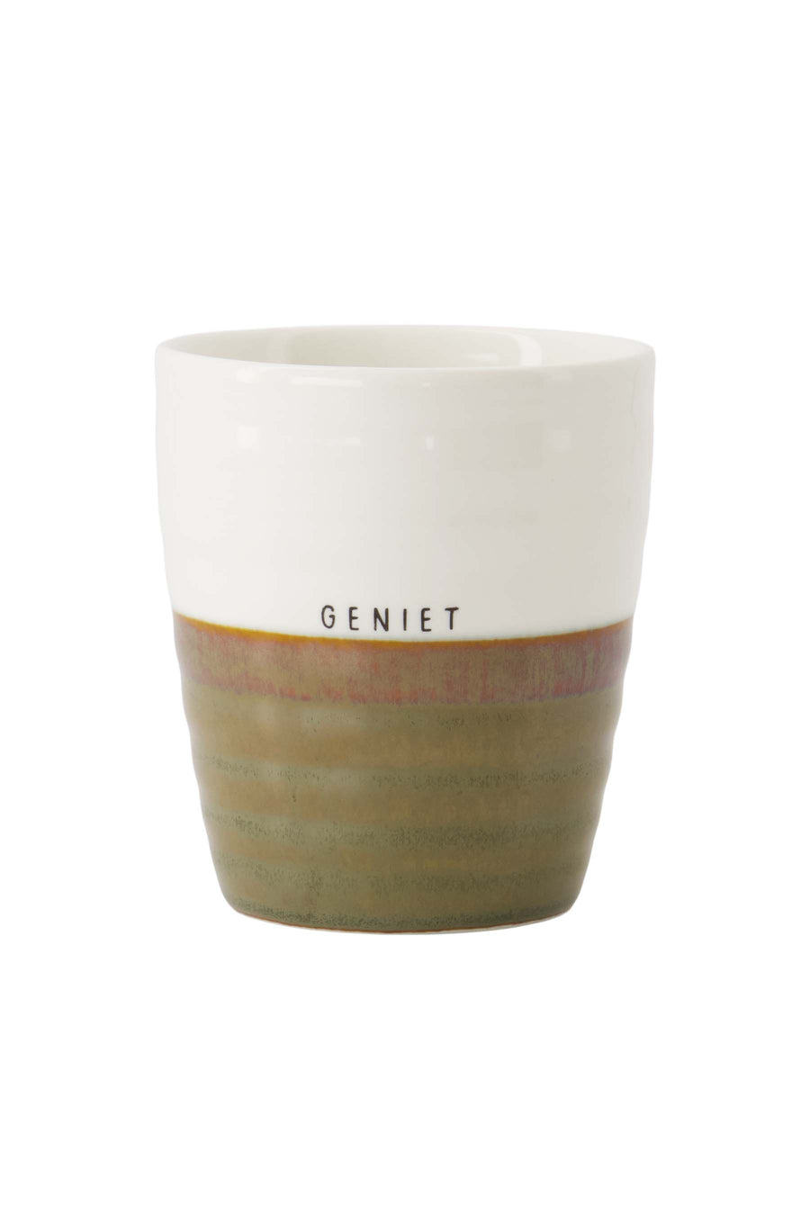 koffiemok geniet wit/donkergroen | wit / donkergroen