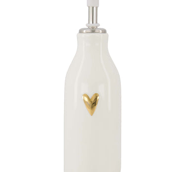 olie/azijn fles keramiek hartje wit/goud | sand