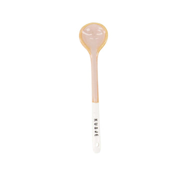 lepeltje keramiek kusje wit en roze van Zusss, keramische lepel voor koffie en thee