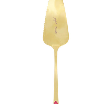 "Gefelicitaart" cake server | gold / red