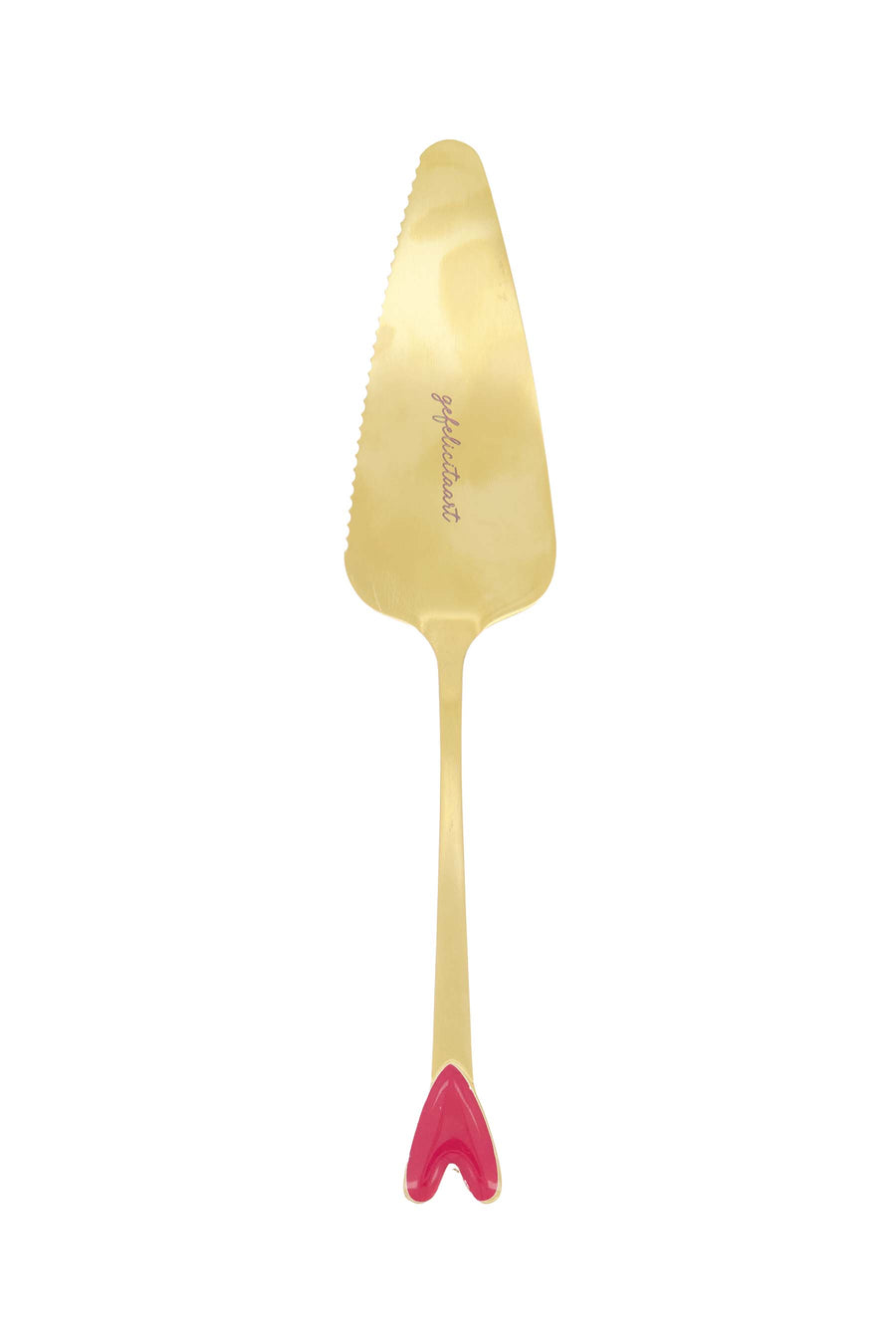 Kuchenschaufel „Gefelicitaart“ | Gold / Rot