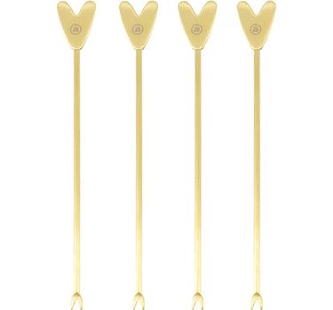 set van 4 borrelprikkers hartje | gold