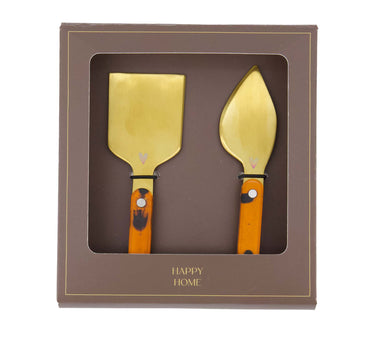 Happy Home Cheese Knives | Dark Brown / Gold