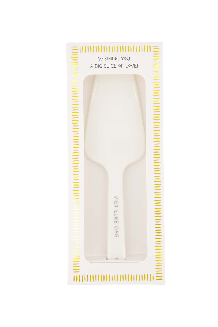 taartschep keramiek vier elke dag | white / gold