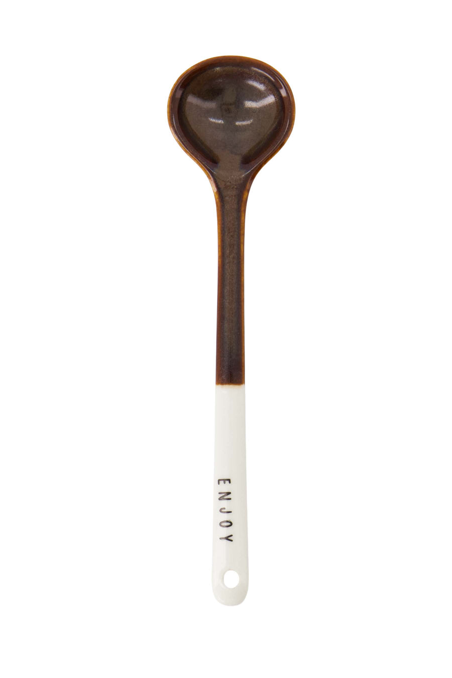 lepeltje keramiek enjoy wit/bruin | wit / bruin