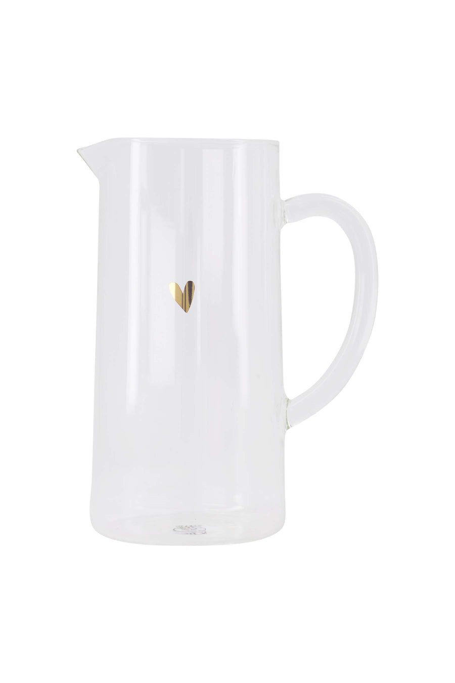 waterkan glas hartje | transparant / oker