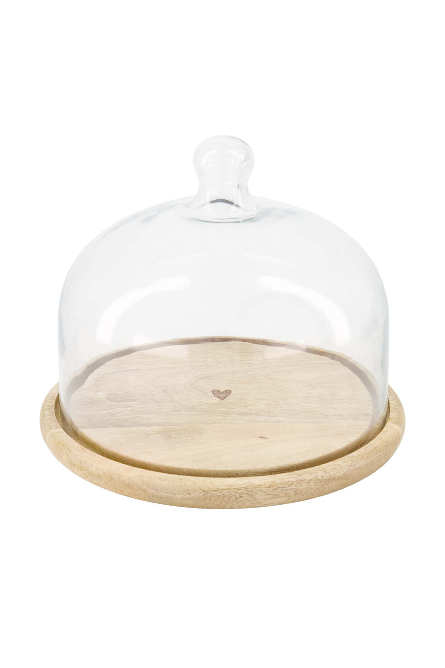 glass dome on wooden heart-shaped base | transparent / natural