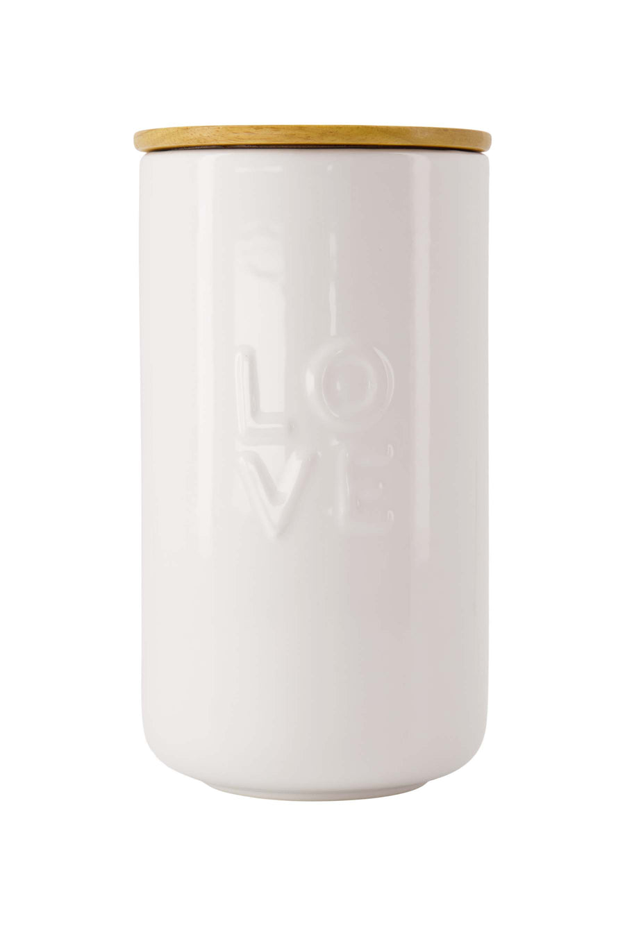 ceramic storage jar with lid love | white