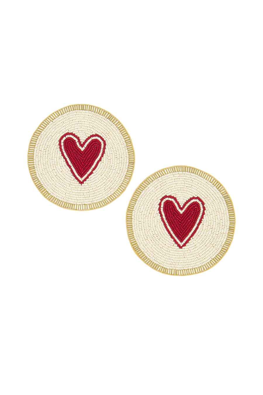 Set van 2 Onderzetters in Doosje Let Your Heart Fill with Joy | white / ochre / gold