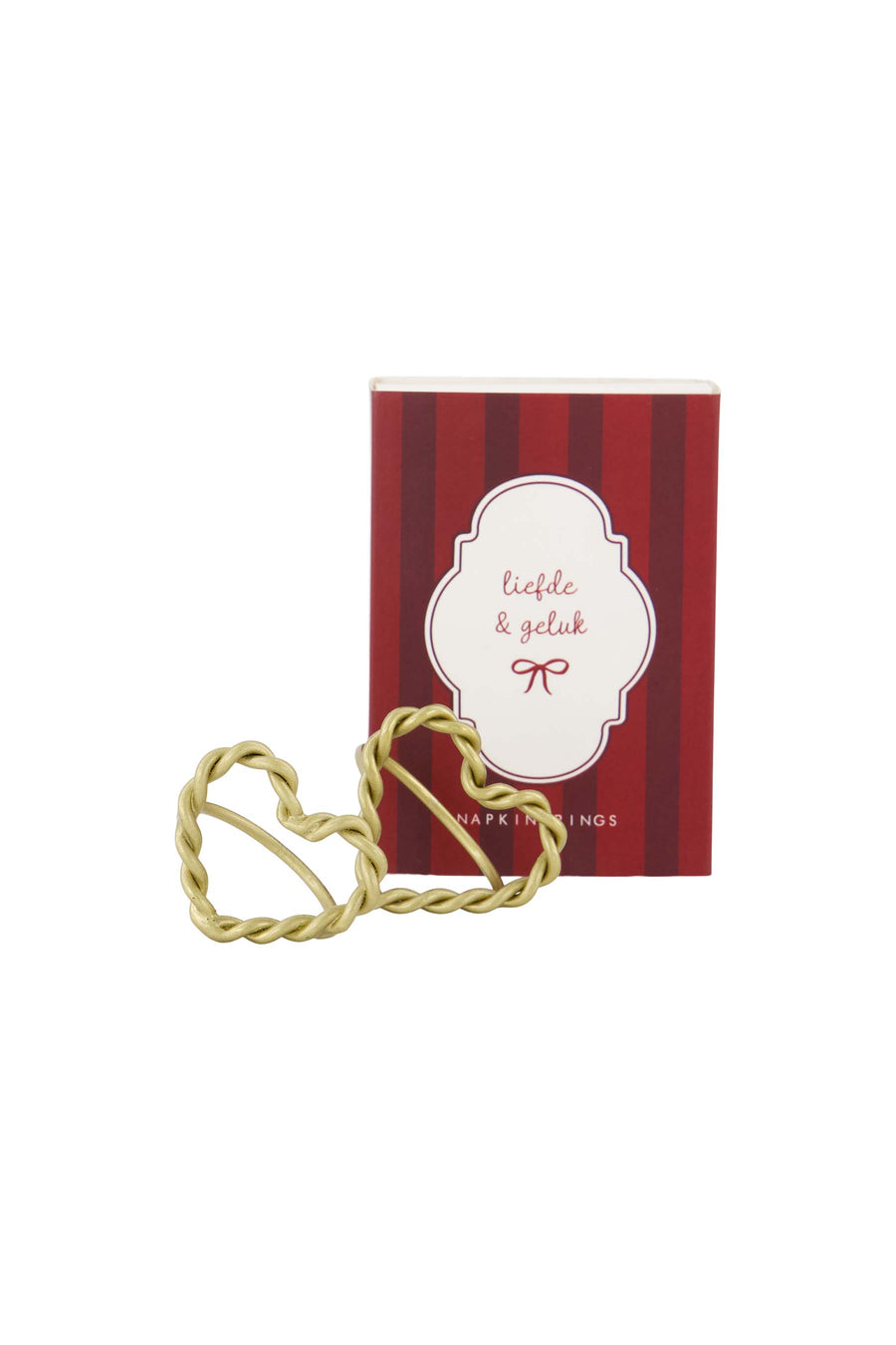 Set van 2 Servetringen in Doosje Hartvorm | red / white / gold