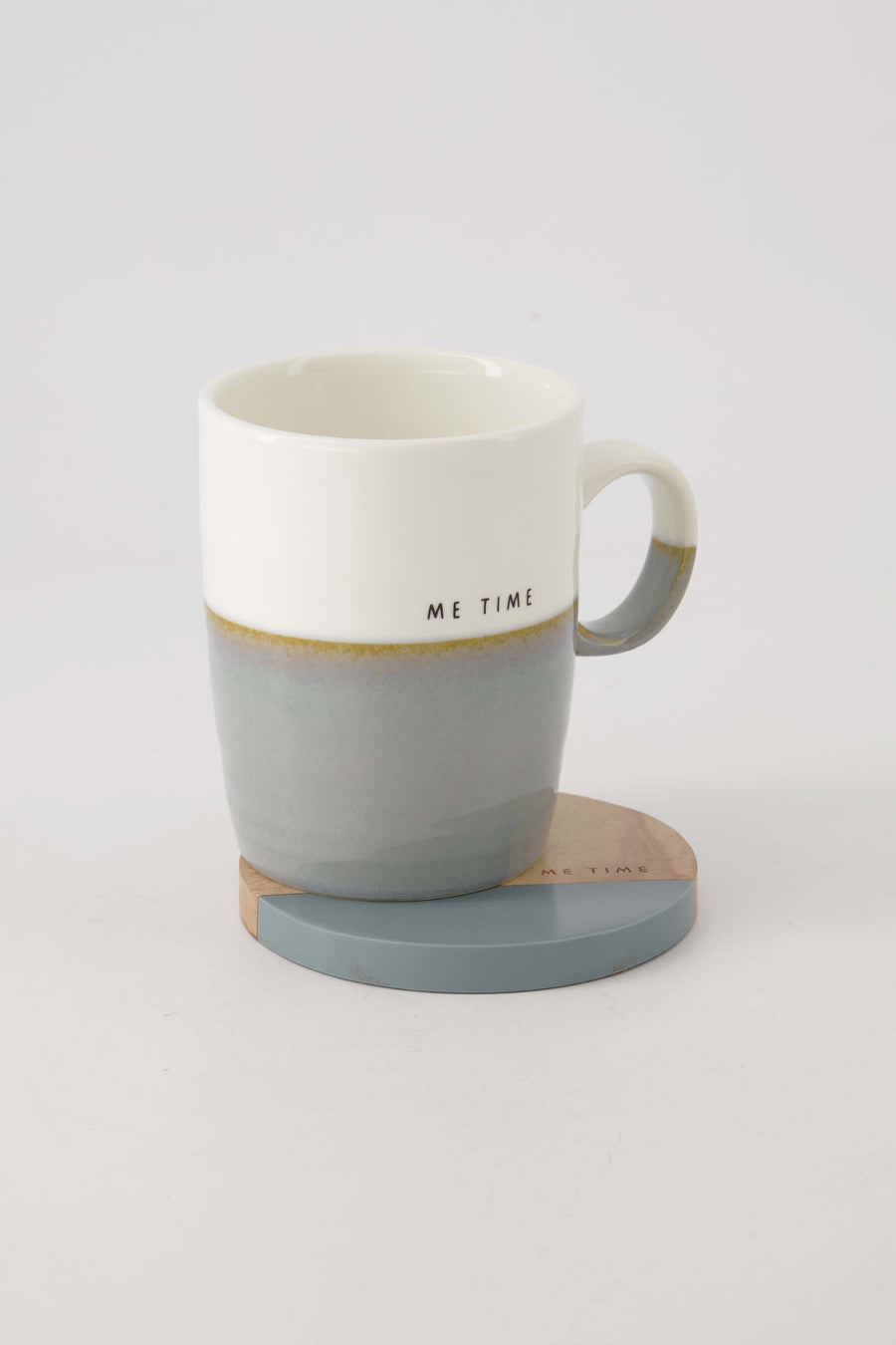 set van 2 onderzetters hout me time grijsblauw/naturel | grijsblauw / naturel