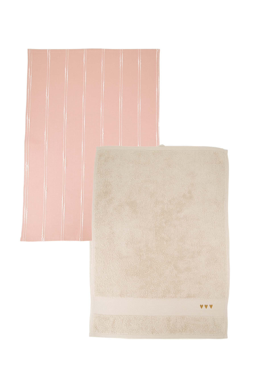 kitchen set stripes hearts | multicolor / sand