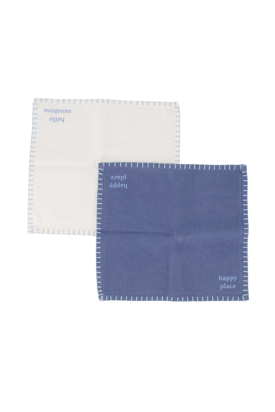 set of 2 dishcloths hello sunshine happy place | sand / gray-blue