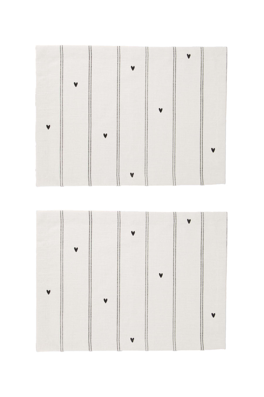 set van 2 placemats strepen / hartjes | zand / antracietgrijs