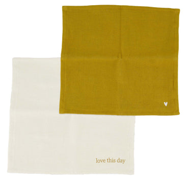 Set van 2 vaatdoekjes love this day hartje in white en gold van Zusss