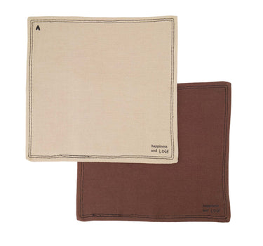set van 4 vaatdoekjes happiness | sand / dark brown