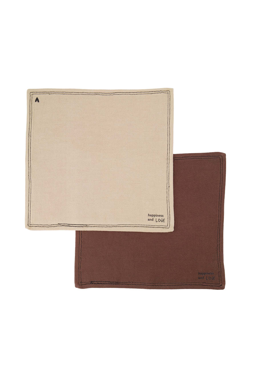 set van 4 vaatdoekjes happiness | sand / dark brown