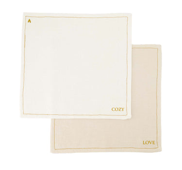 set van 4 vaatdoekjes love | white / gold