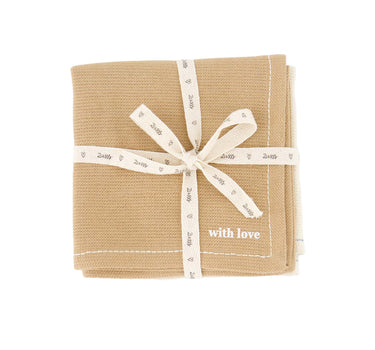 set van 4 vaatdoekjes with love | sand / brown