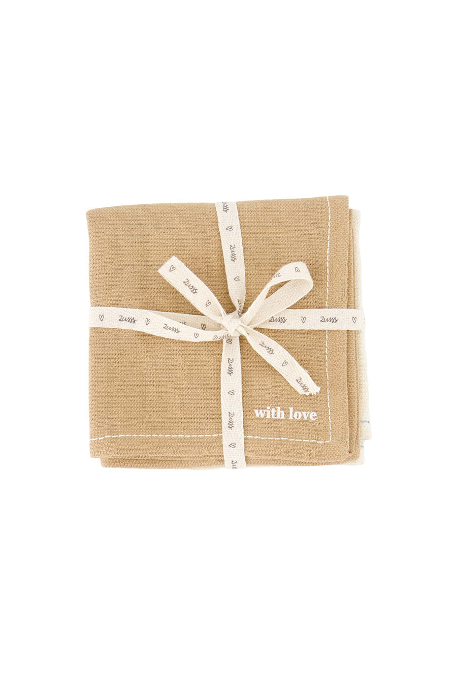 set van 4 vaatdoekjes with love | sand / brown