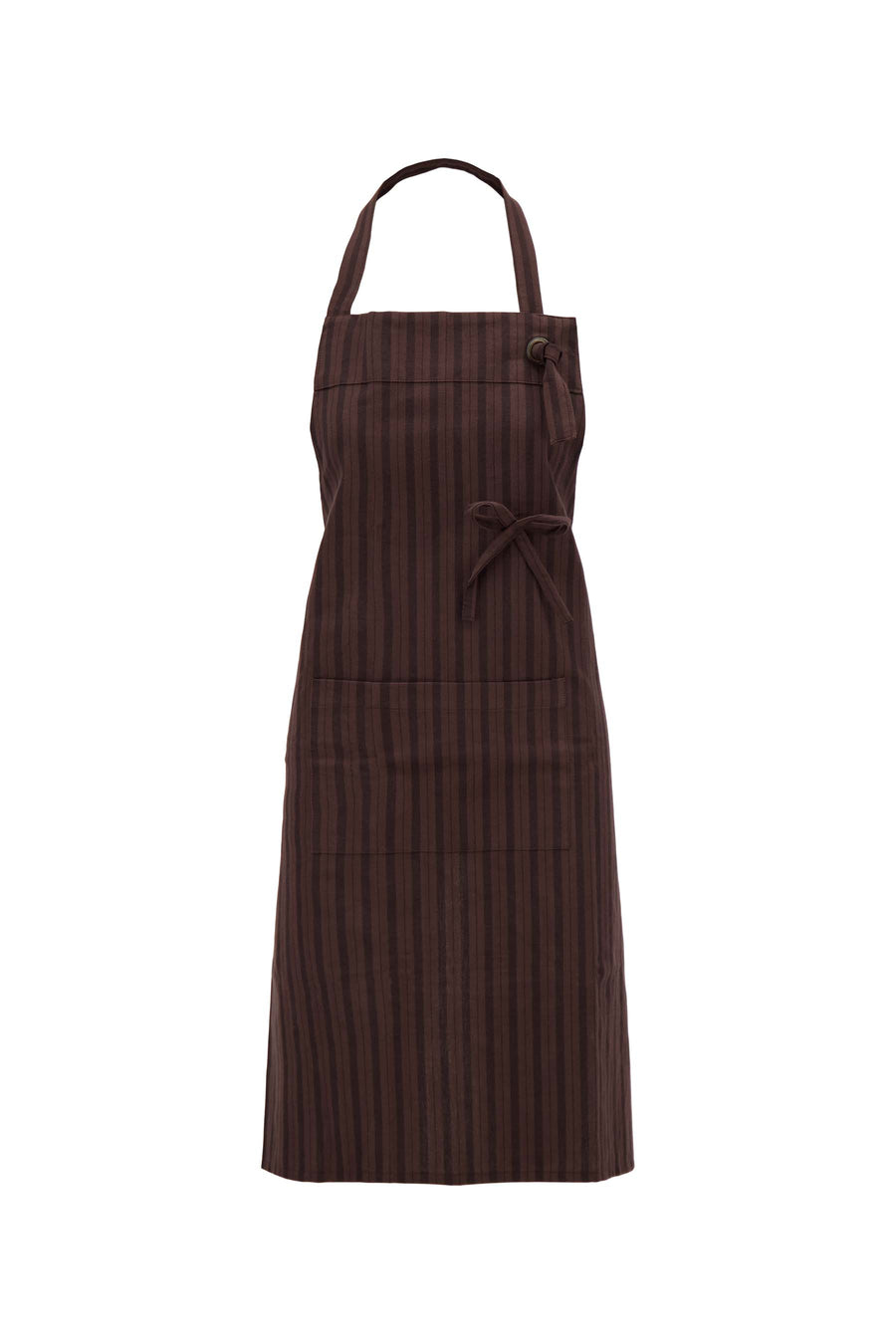 Schort met Strik Streepjes | brown / darkbrown