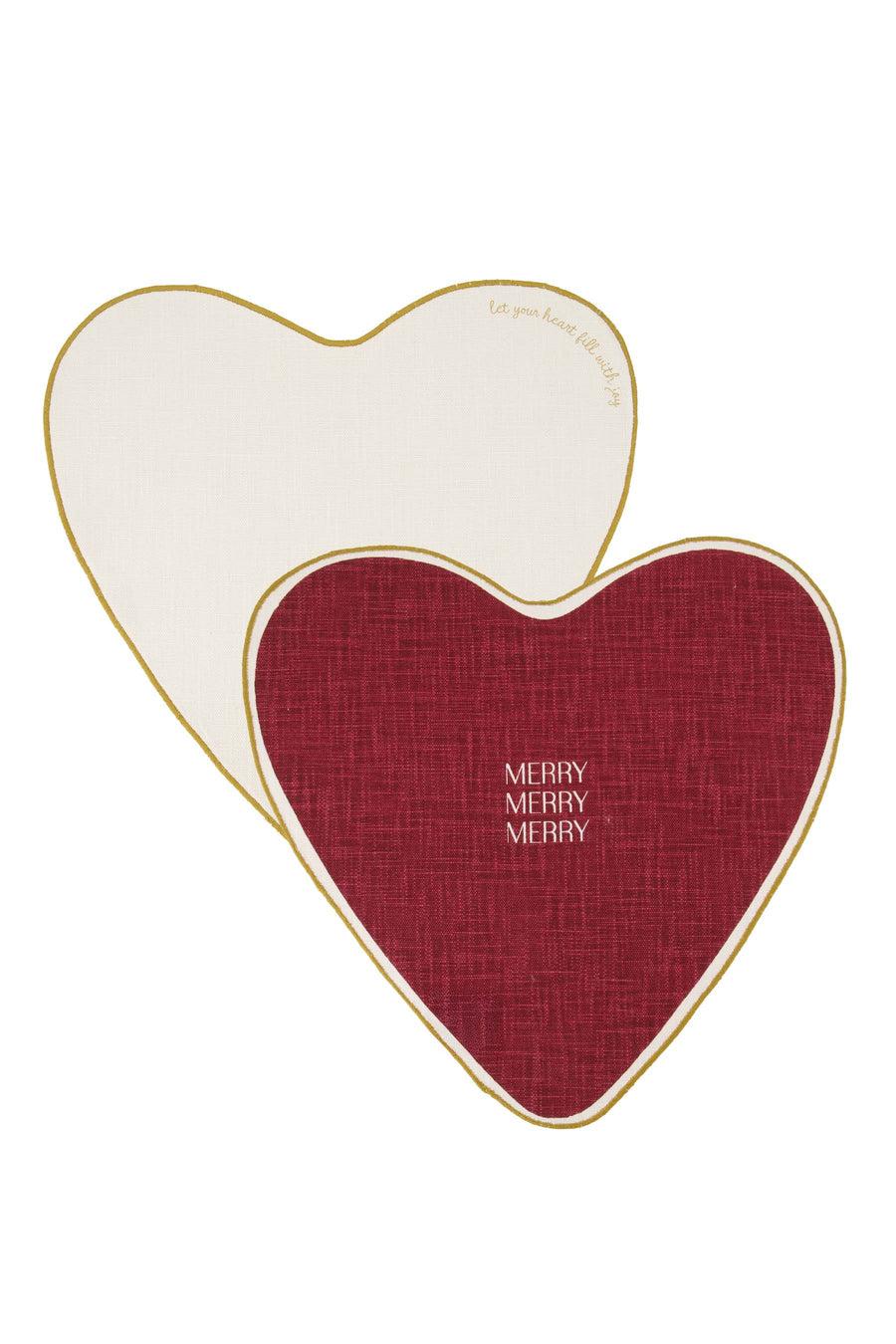 Set van 2 Placemats Dubbelzijdig Hartvorm | white / red