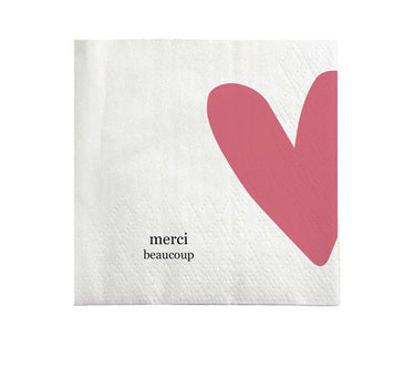 Servietten quadratisch merci beaucoup Herz | weiß / schwarz / fuchsia