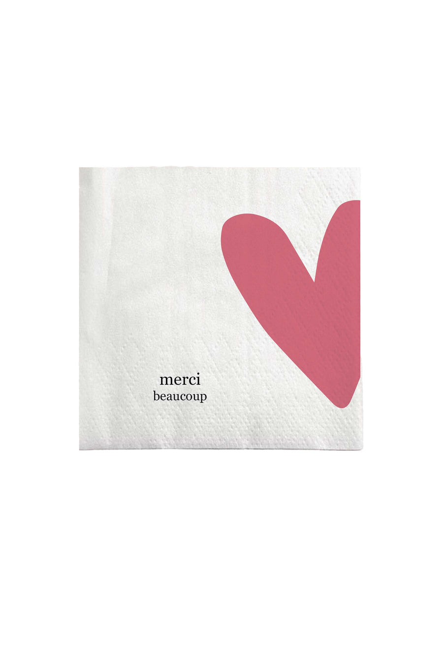 square napkins merci beaucoup heart | white / black / fuchsia