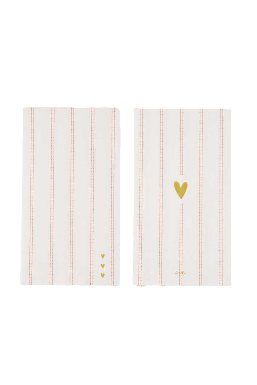rectangular striped heart napkins | white / pink